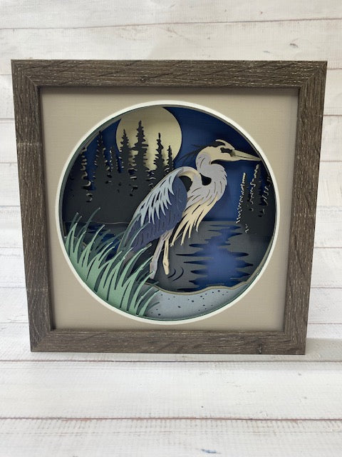 Blue Heron Shadow Box