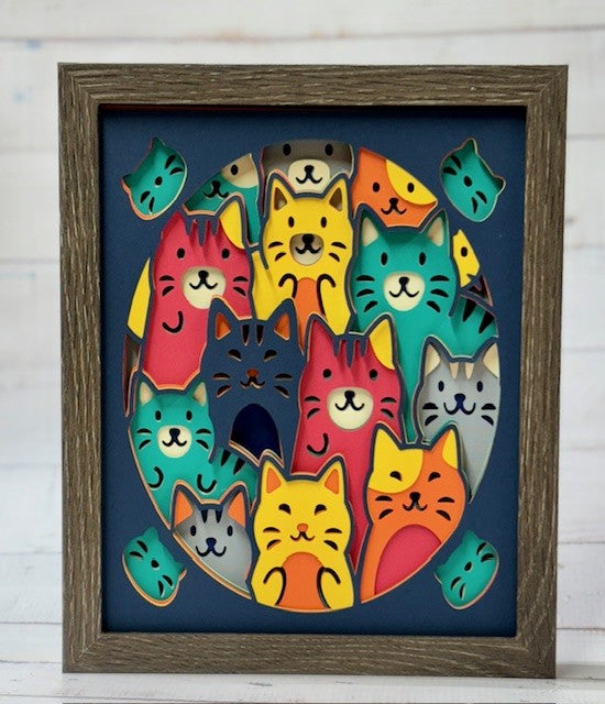Colorful Cats Shadow Box