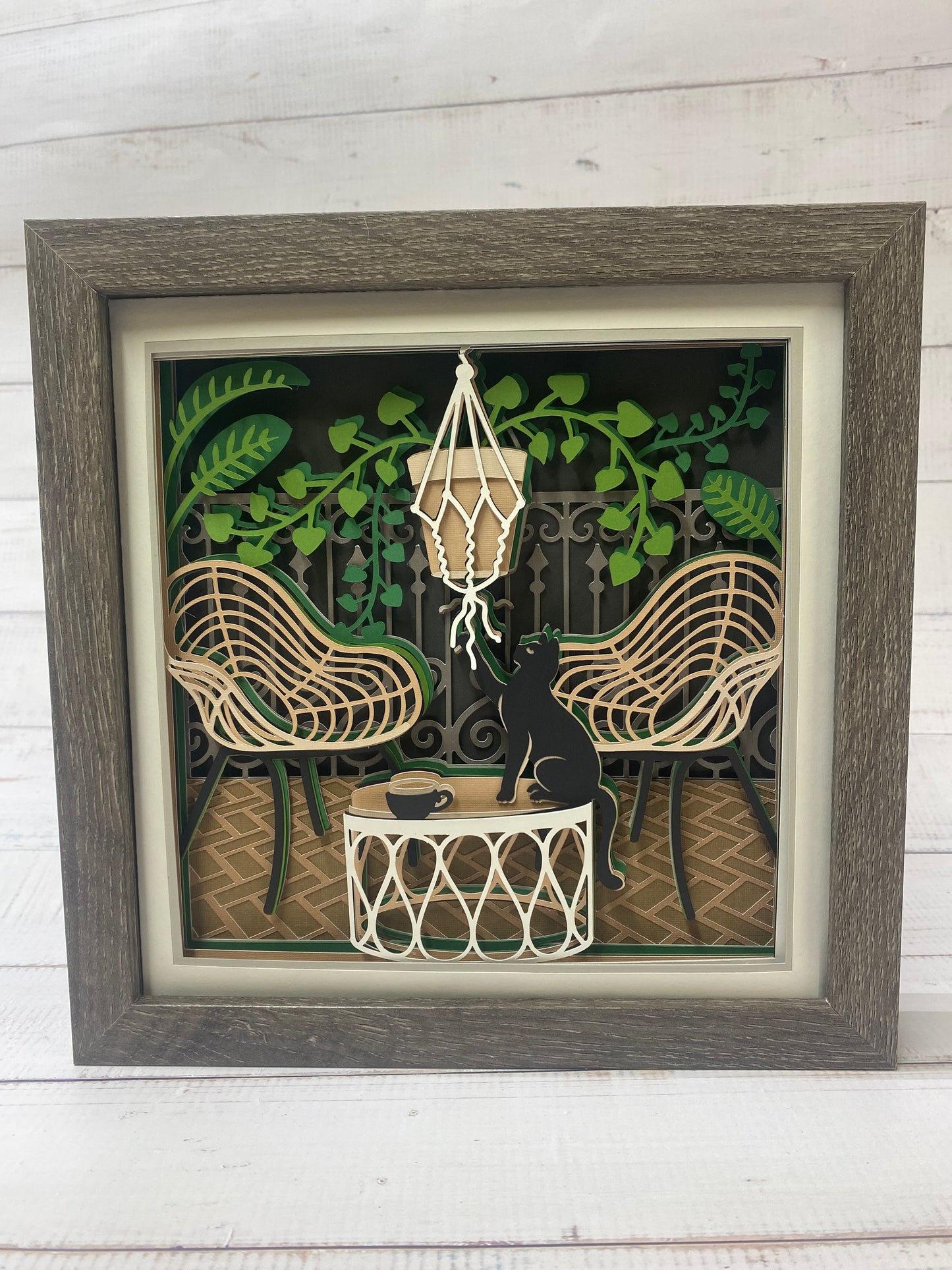 Cat on the Patio Shadow Box
