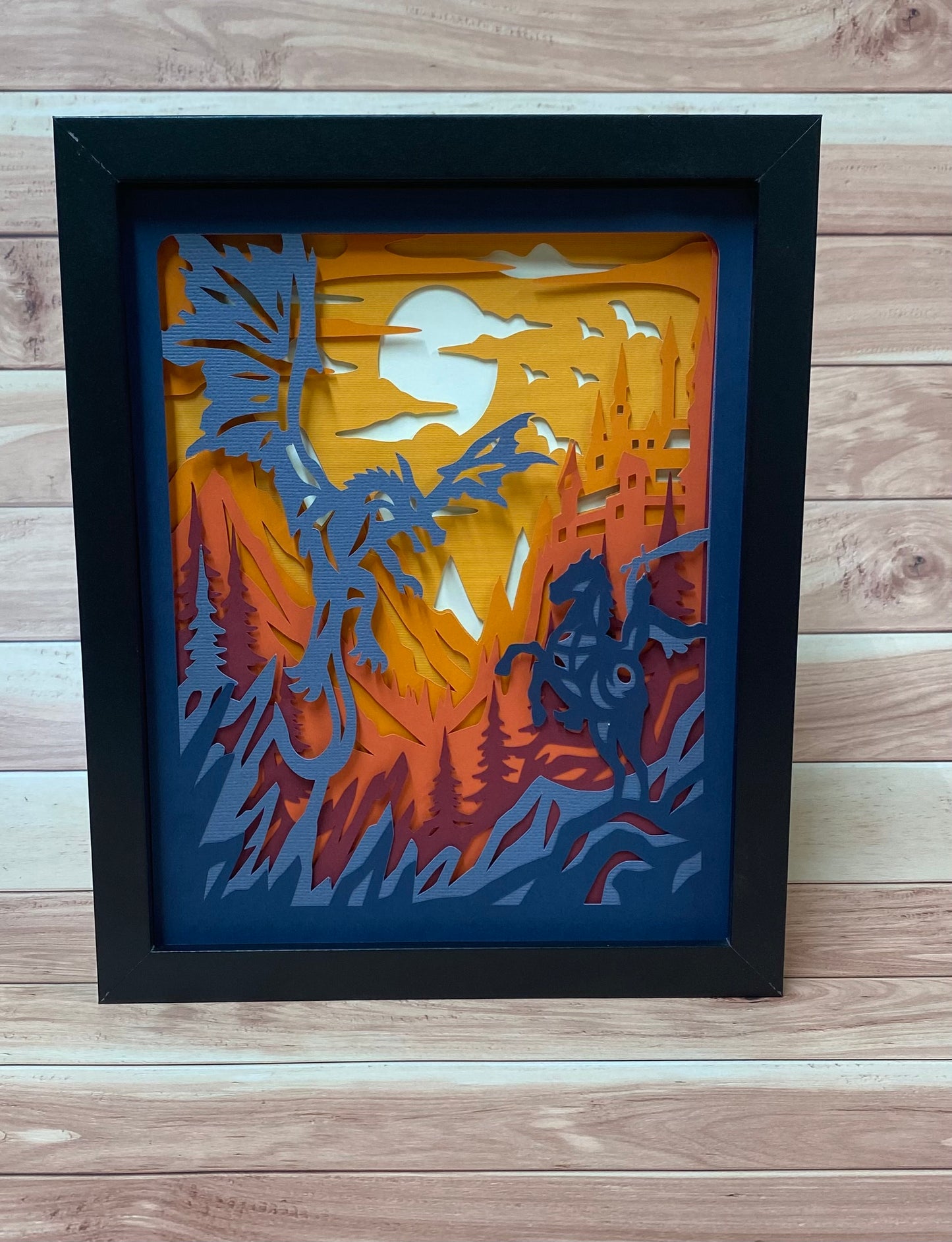 Knight Fighting a Dragon Shadow Box