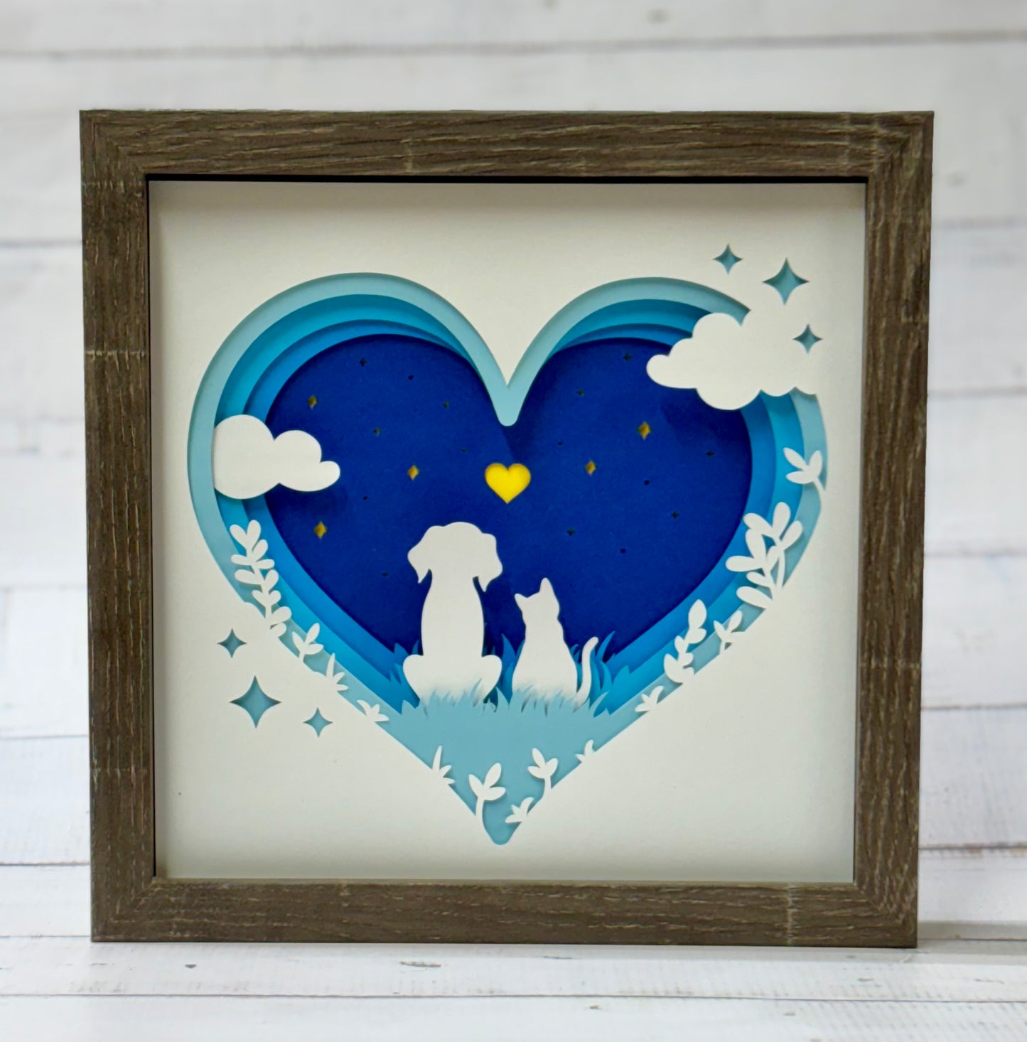 Dog and Cat Heart Shadow Box