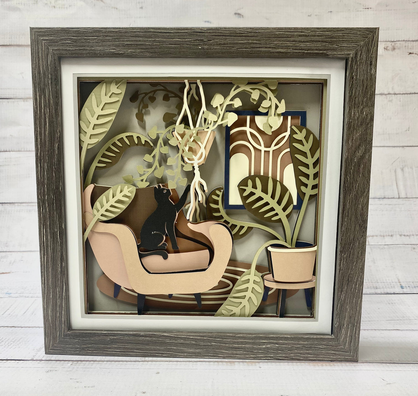 Boho Cat on Furniture Shadow Box