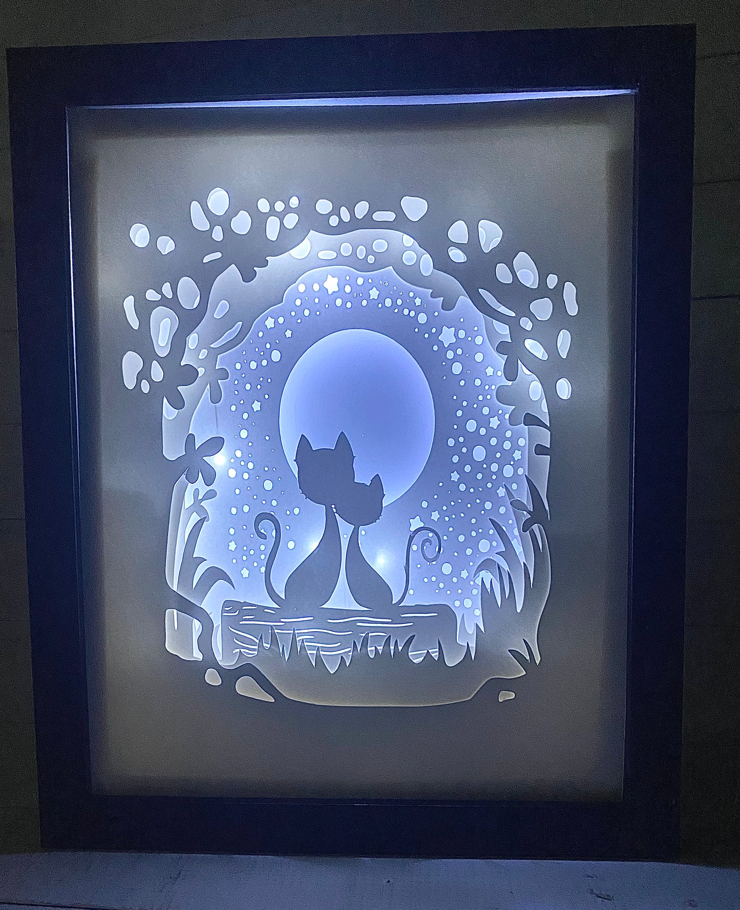 Lighted Cat Shadow Box