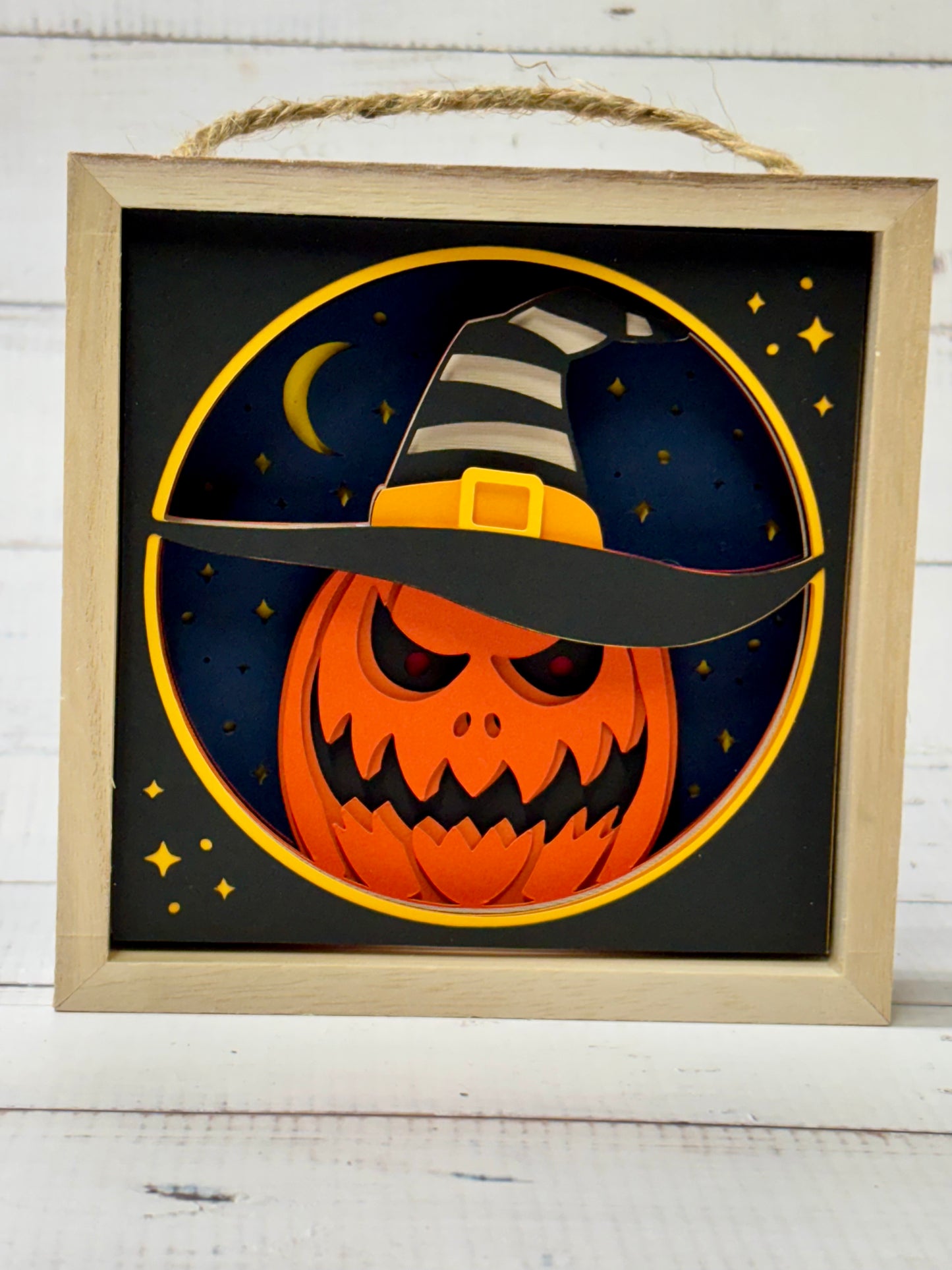Jack-O-Lantern Witch Shadow Box