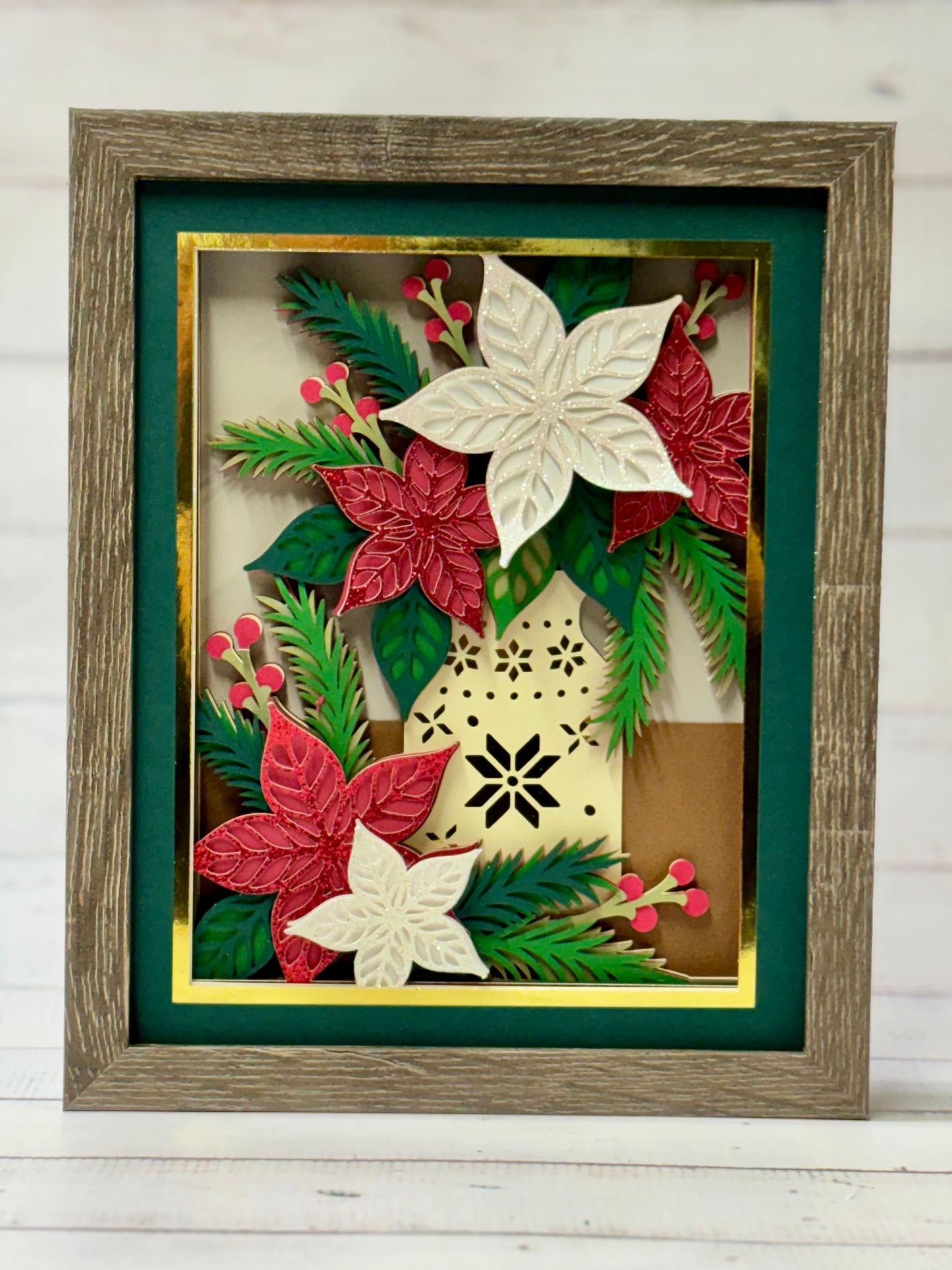 Poinsettia Shadow Box