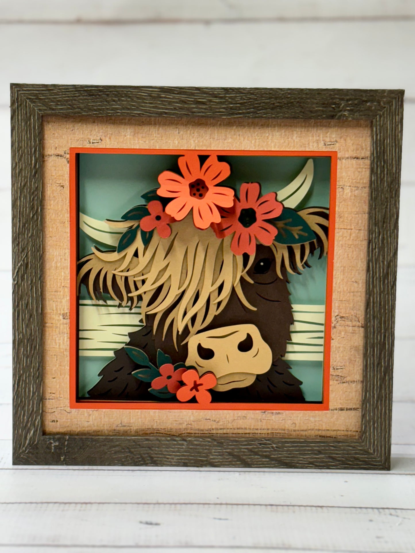 Fall Highland Cow Shadow Bow