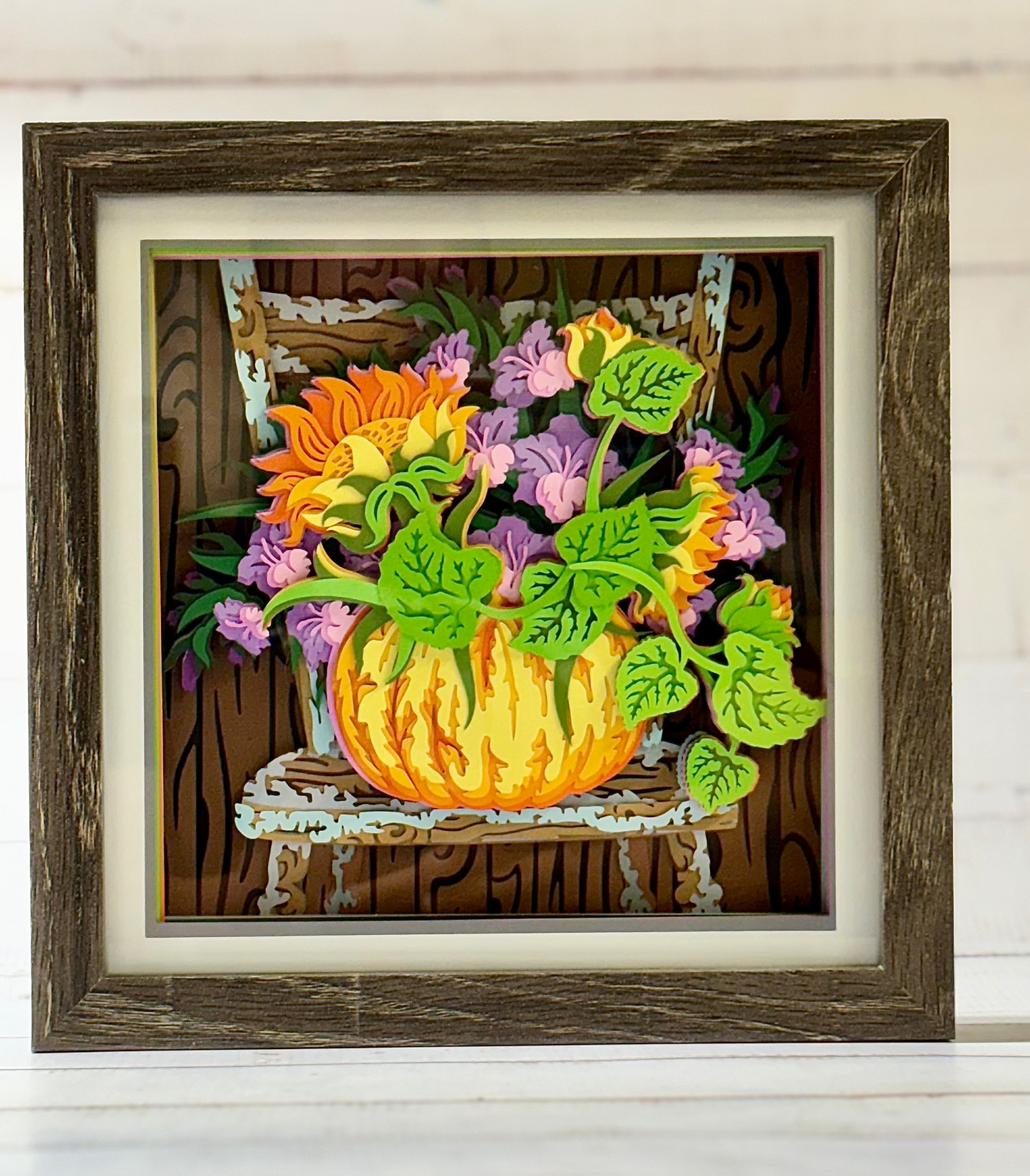 Pumpkin on Chair Shadow Box