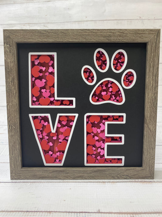LOVE Paw Print Shadow Box