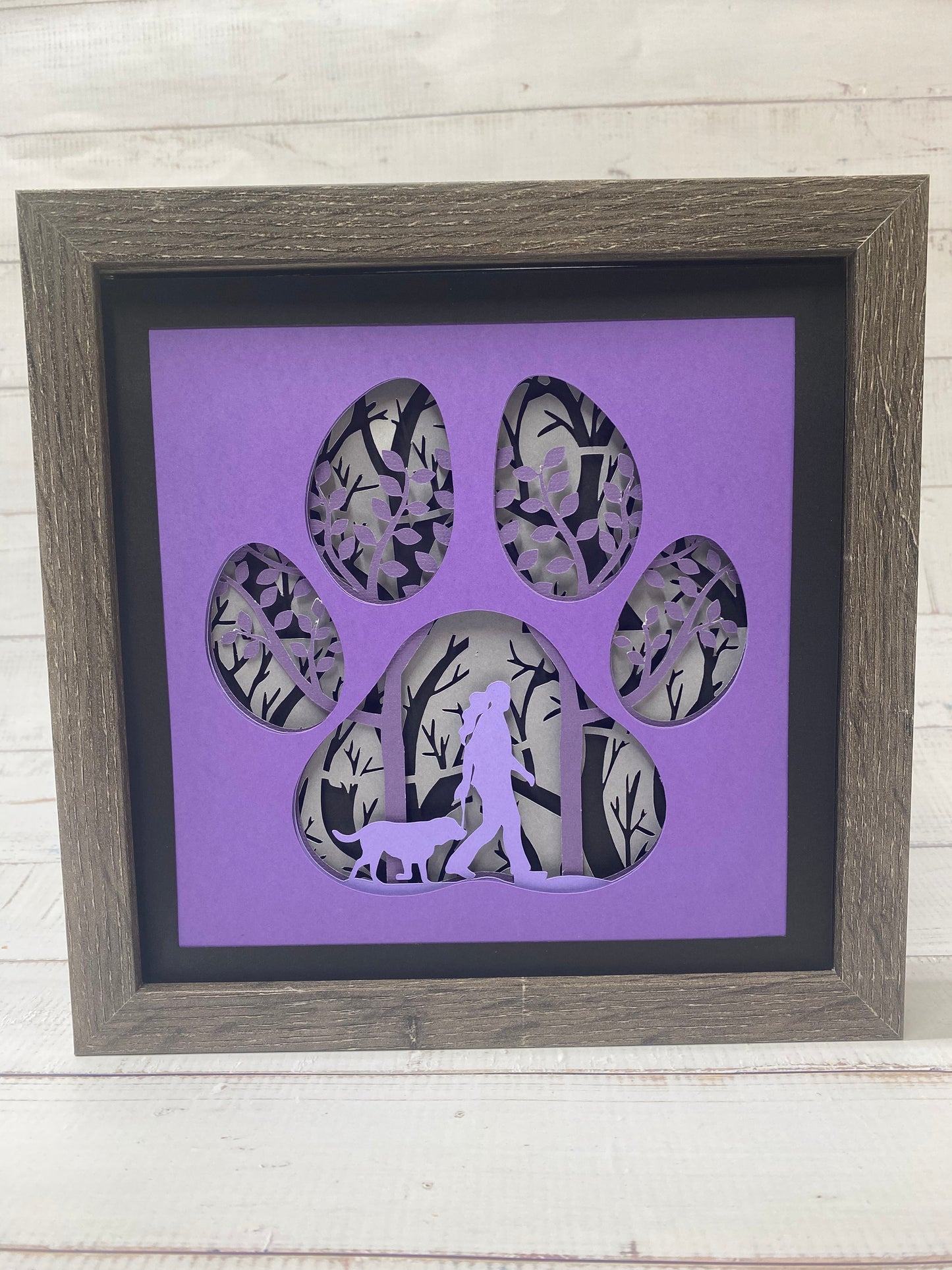 Person Walking a dog Shadow Box