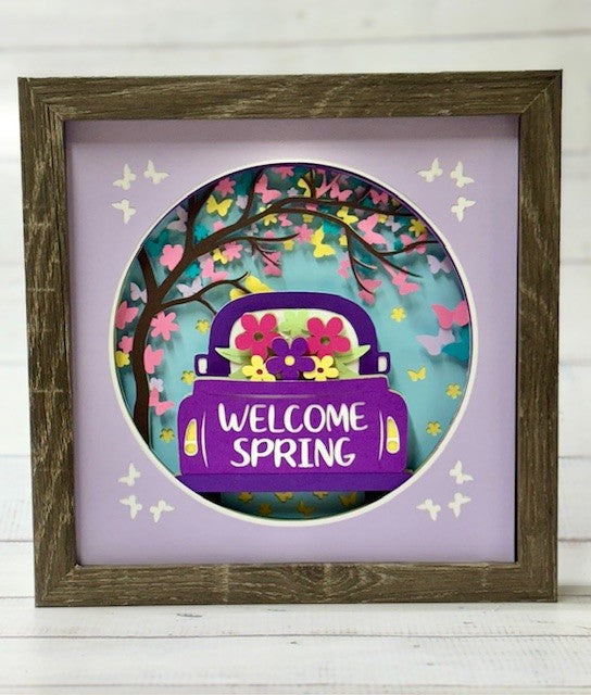 Welcome Spring Truck Shadow Box