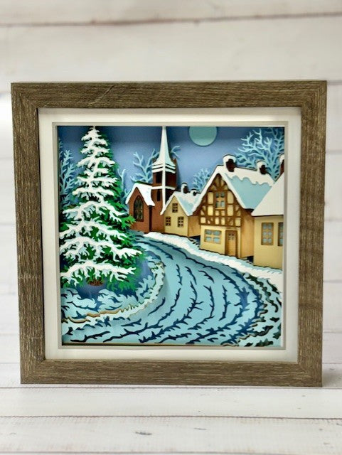 Winter Village Shadow Box