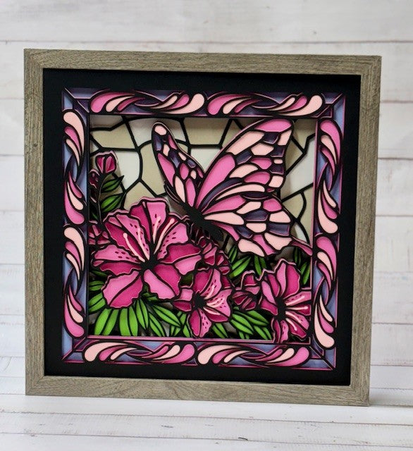 Butterfly Stained Glass Shadow Box
