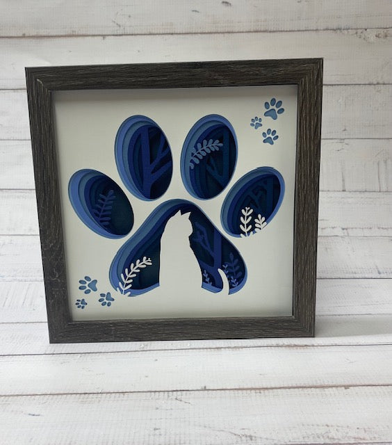 Dog or Cat paw print shadow box