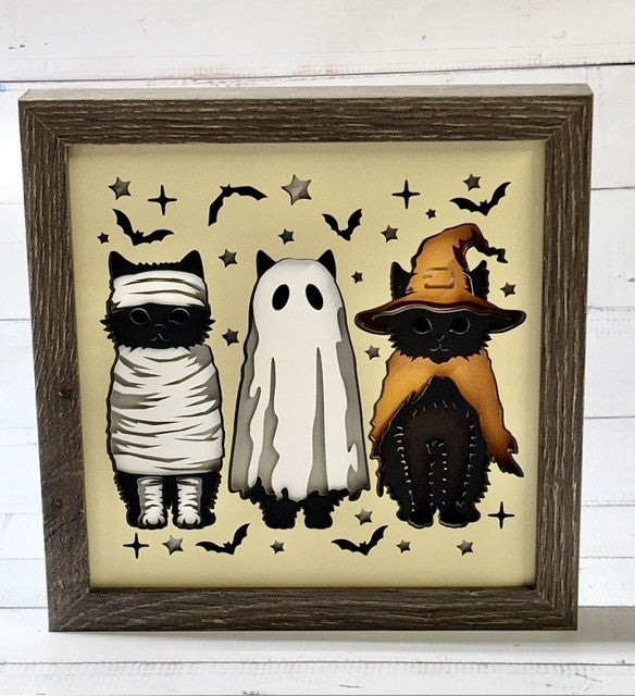 Halloween Cats Shadow Box