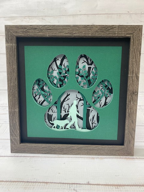 Person Walking a dog Shadow Box