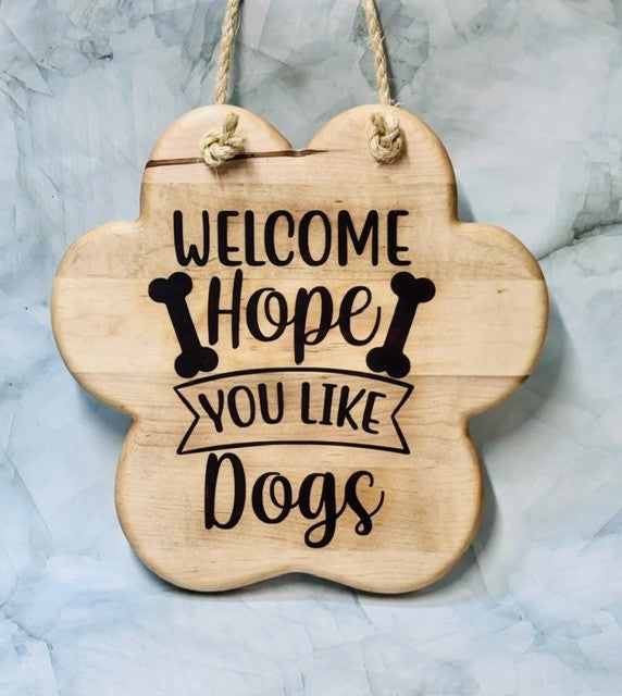 Wooden Paw Print Signs
