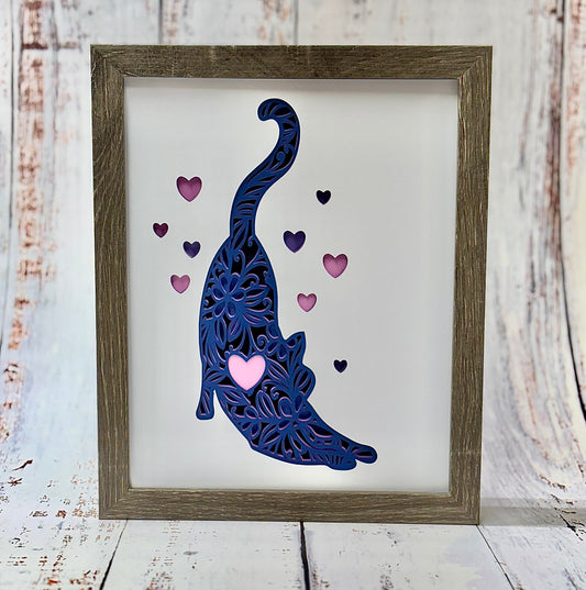 Stretching cat Shadow Box