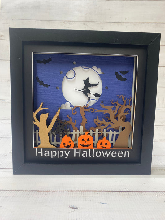 Happy Halloween with Witch Shadow Box