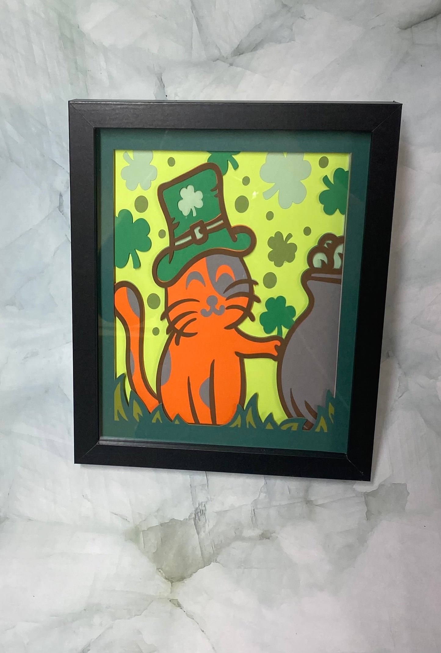 St. Patrick’s Day cat shadowbox