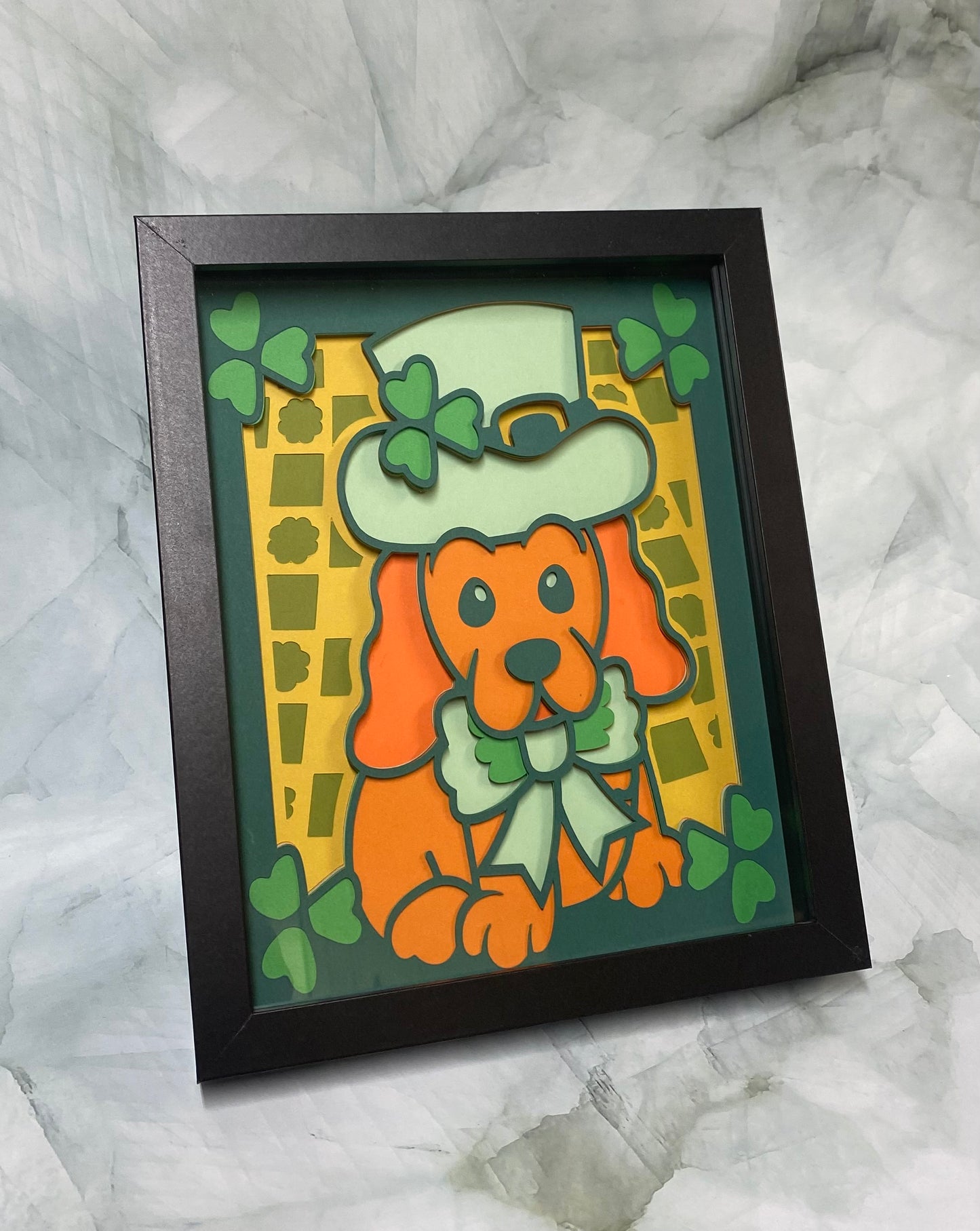 St. Patrick’s Day dog shadowbox