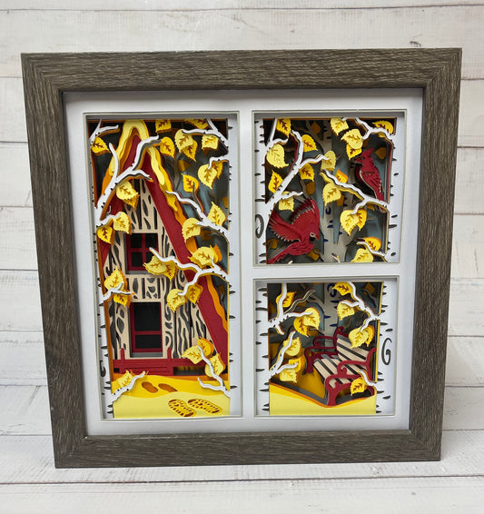 Fall Cabin Shadow Box