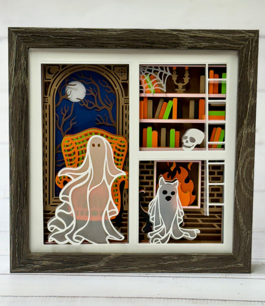 Ghost in the Library Shadow Box