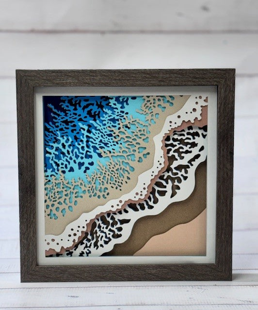 Beach with Waves Shadow Box