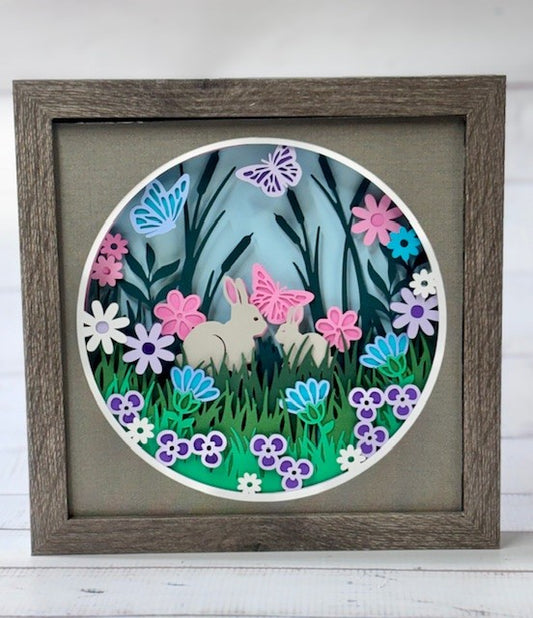 Spring Bunnies Shadow Box