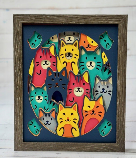 Colorful Cats Shadow Box