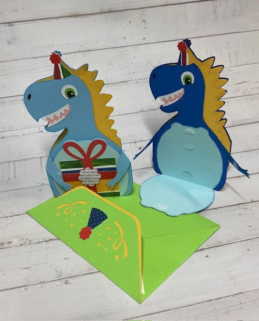 Dinosaur Birthday Card with Gift Card Holder