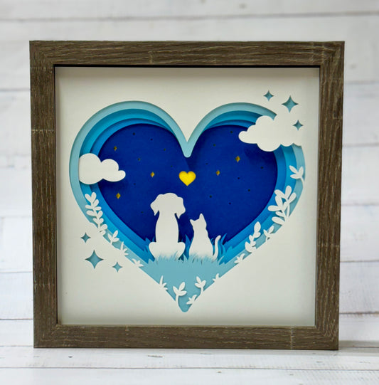 Dog and Cat Heart Shadow Box