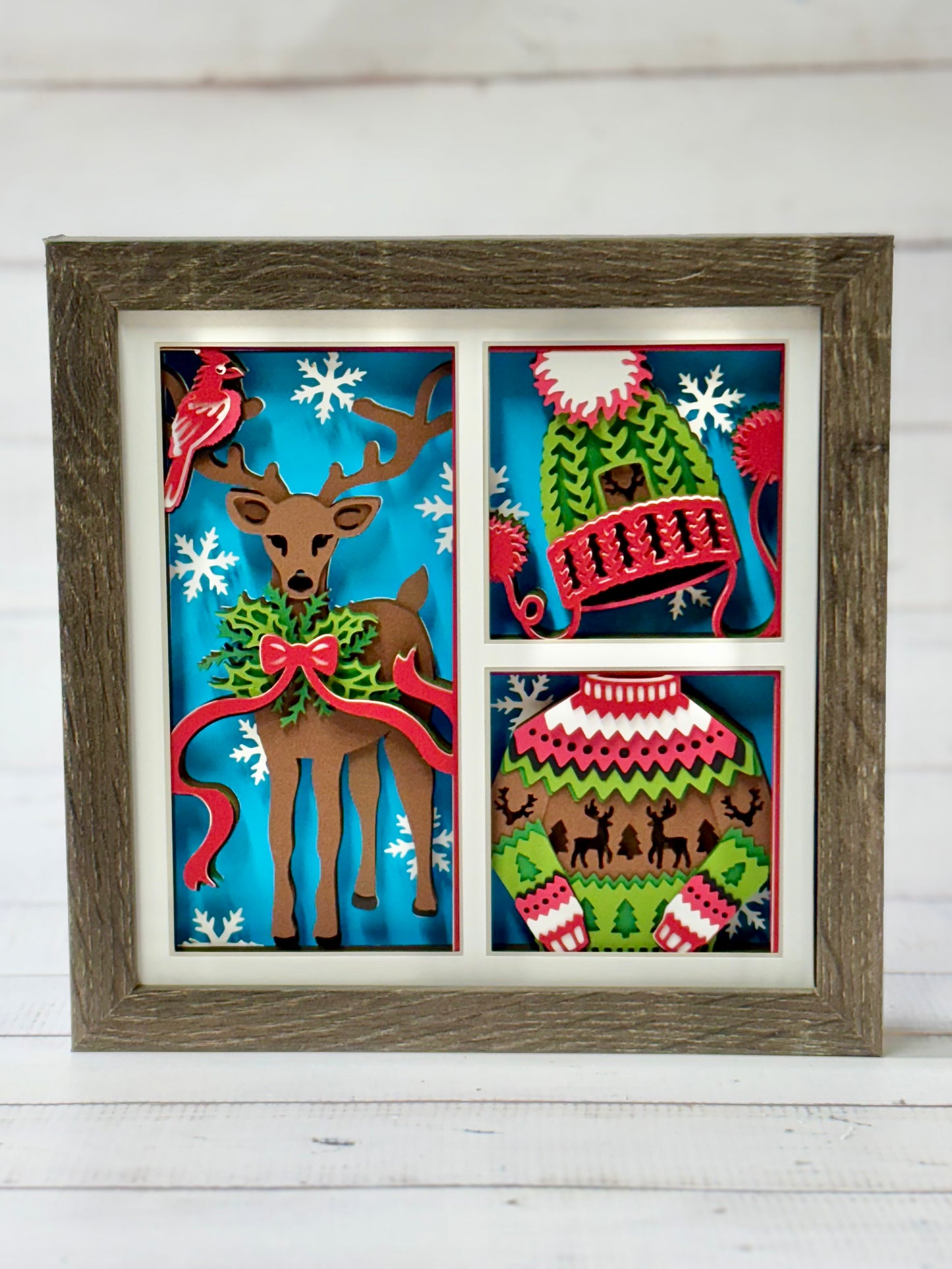 Winter Deer and Sweater Shadow Box