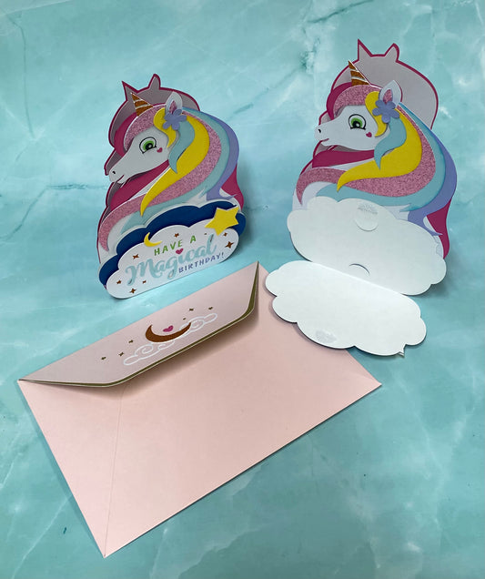 Unicorn Birthday Card with Gift Card Holder