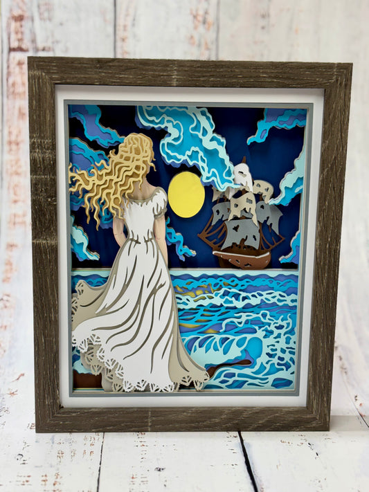 Girl by Ocean Shadow Box