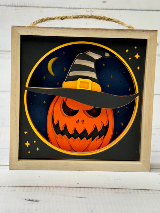 Jack-O-Lantern Witch Shadow Box