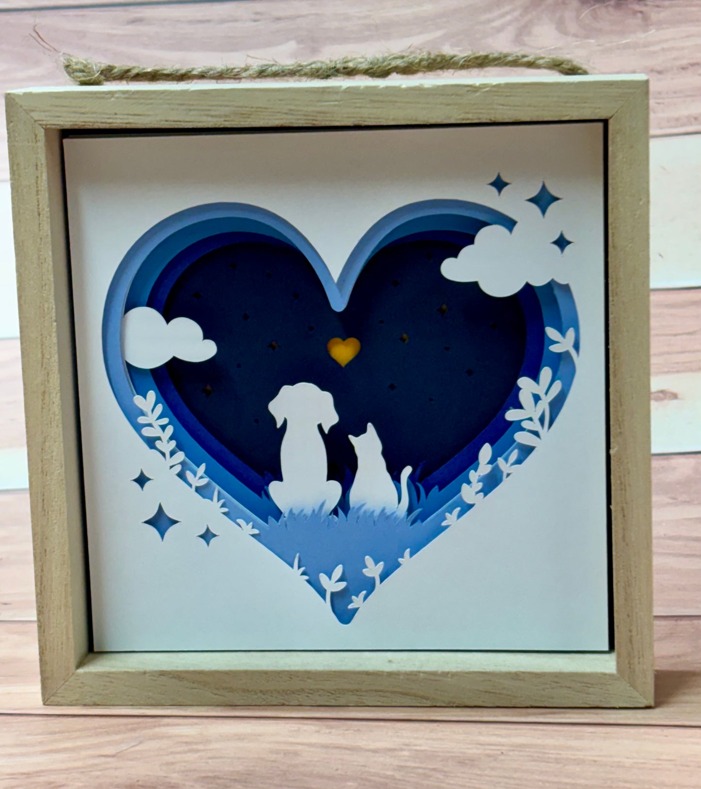 Dog and Cat Heart Shadow Box