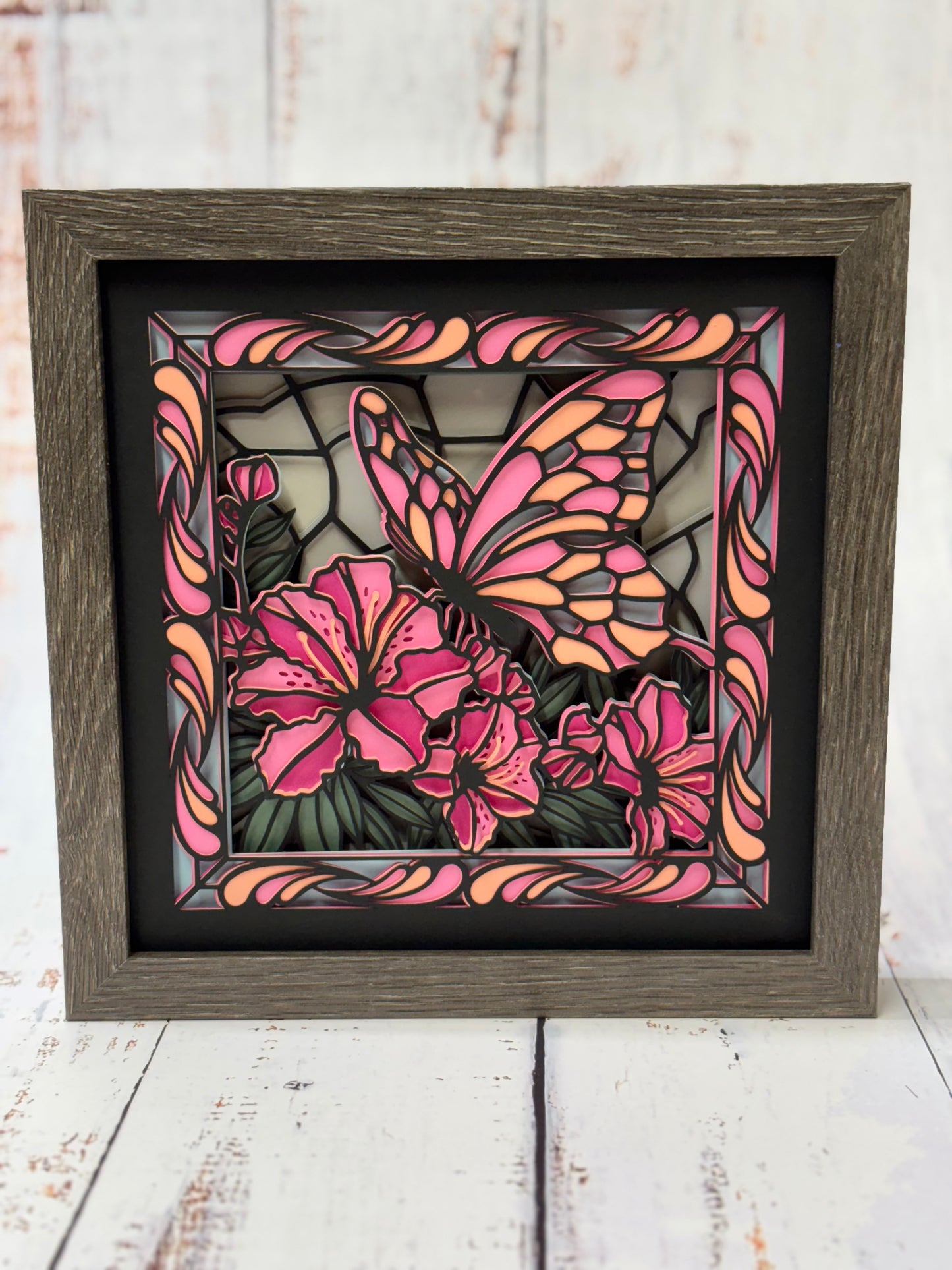 Butterfly Stained Glass Shadow Box