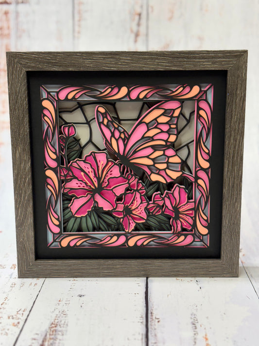 Butterfly Stained Glass Shadow Box