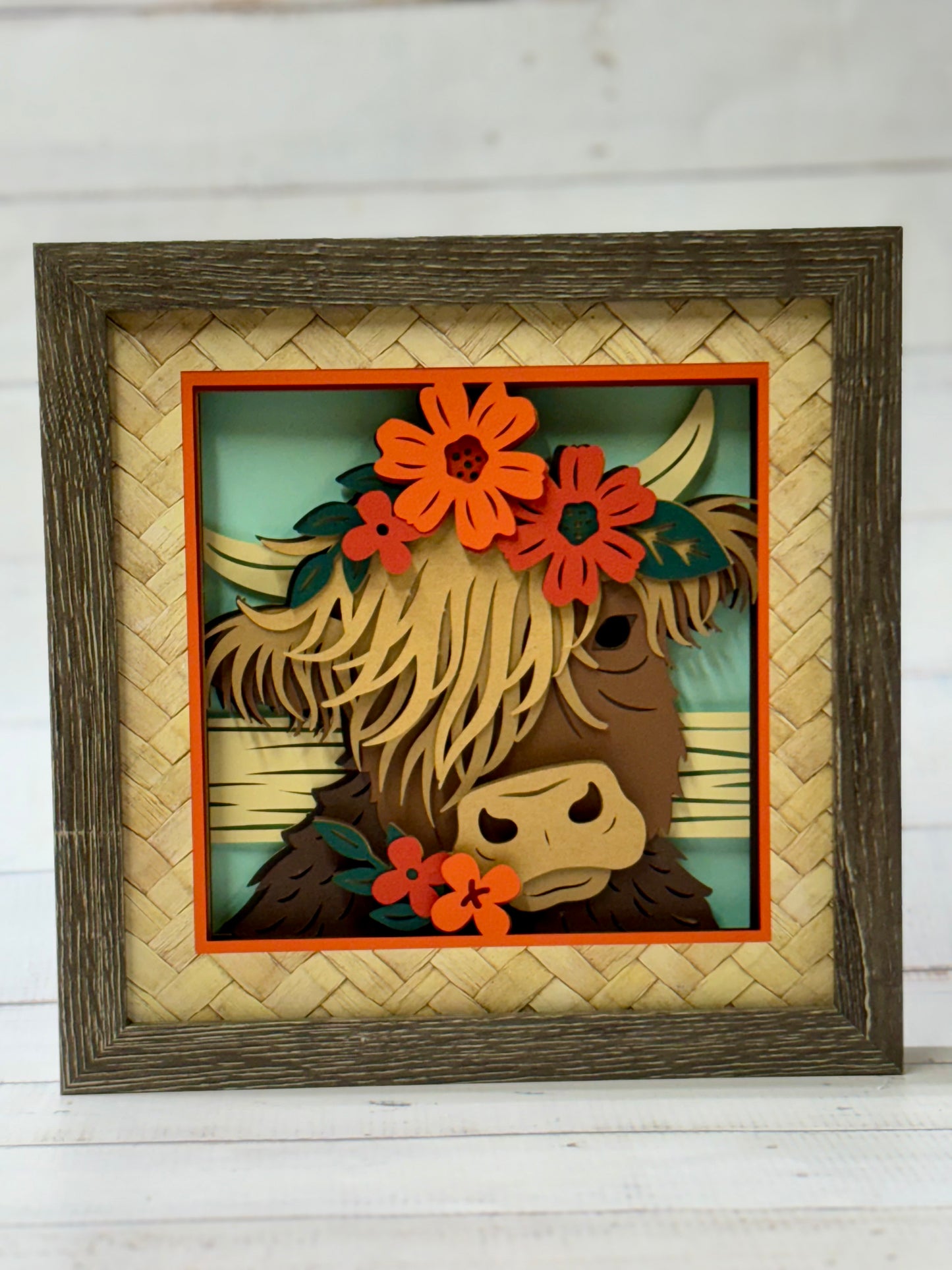 Fall Highland Cow Shadow Bow