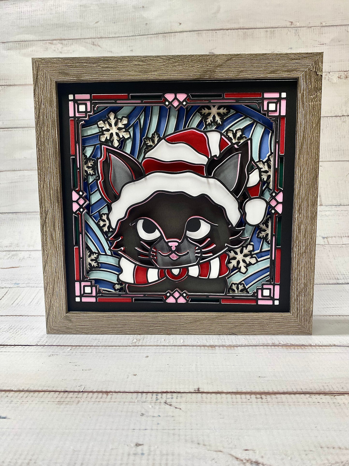 Stained Glass Kitty Shadow Box