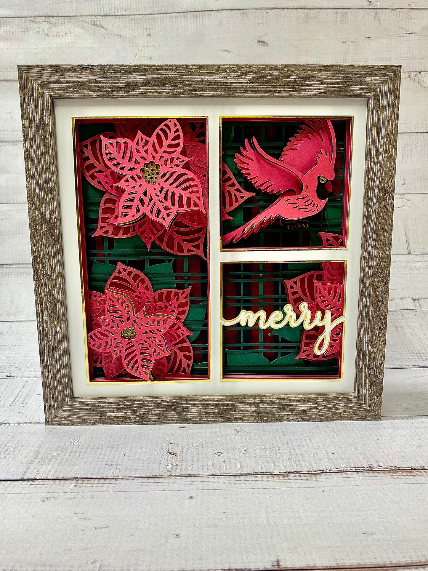 Merry Poinsettias Shadow Box