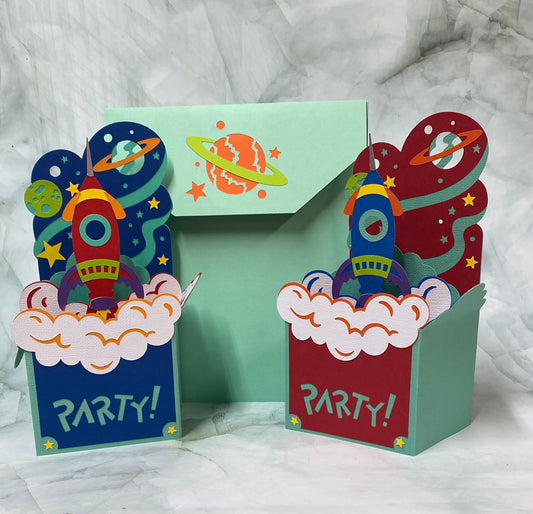 Rocket Birthday Box Card