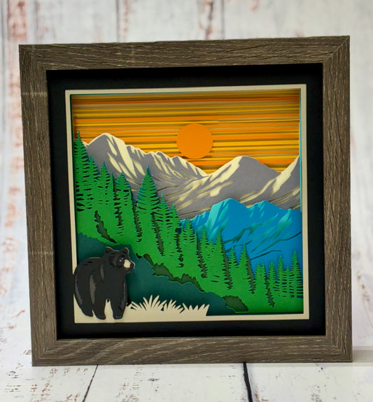 Smokey Mountain with Bear Shadow Box