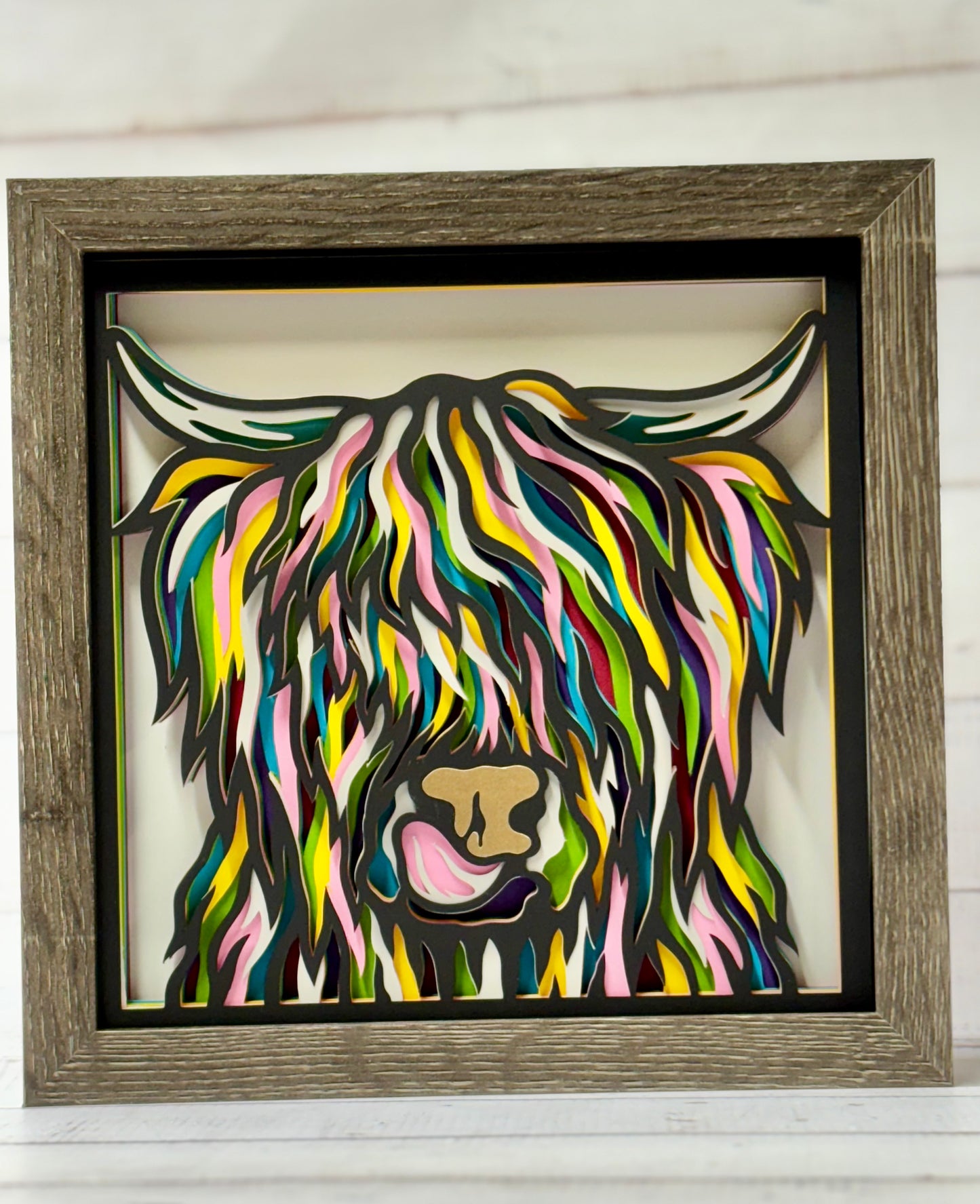 Highland Cow Shadow Box