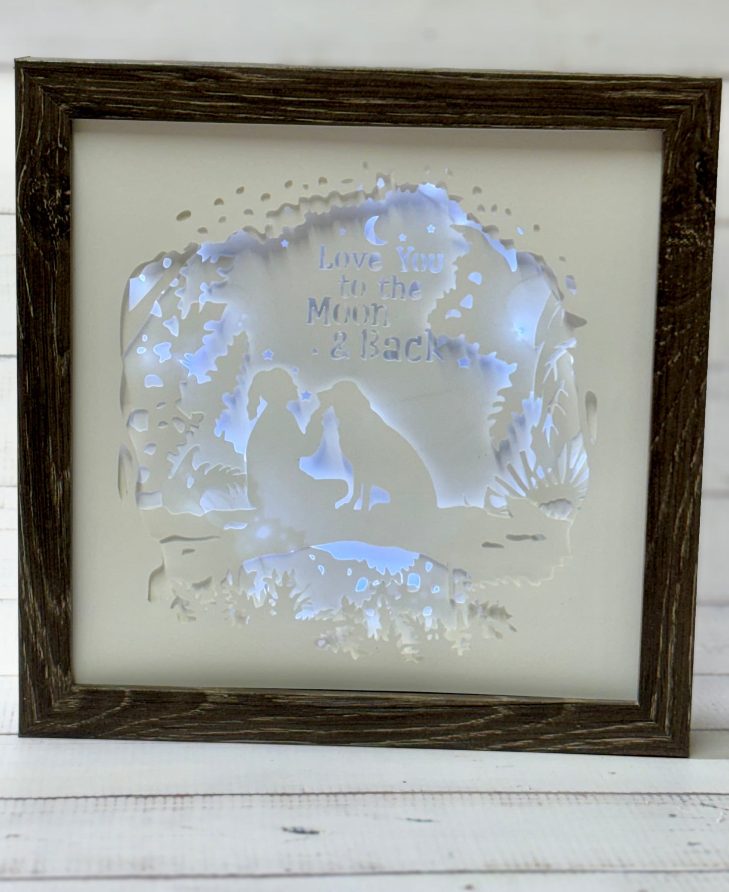Lighted Love You To The Moon Shadow Box