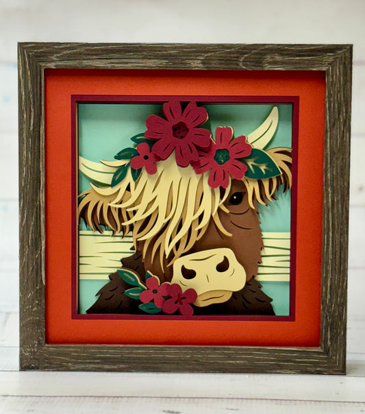 Fall Highland Cow Shadow Bow