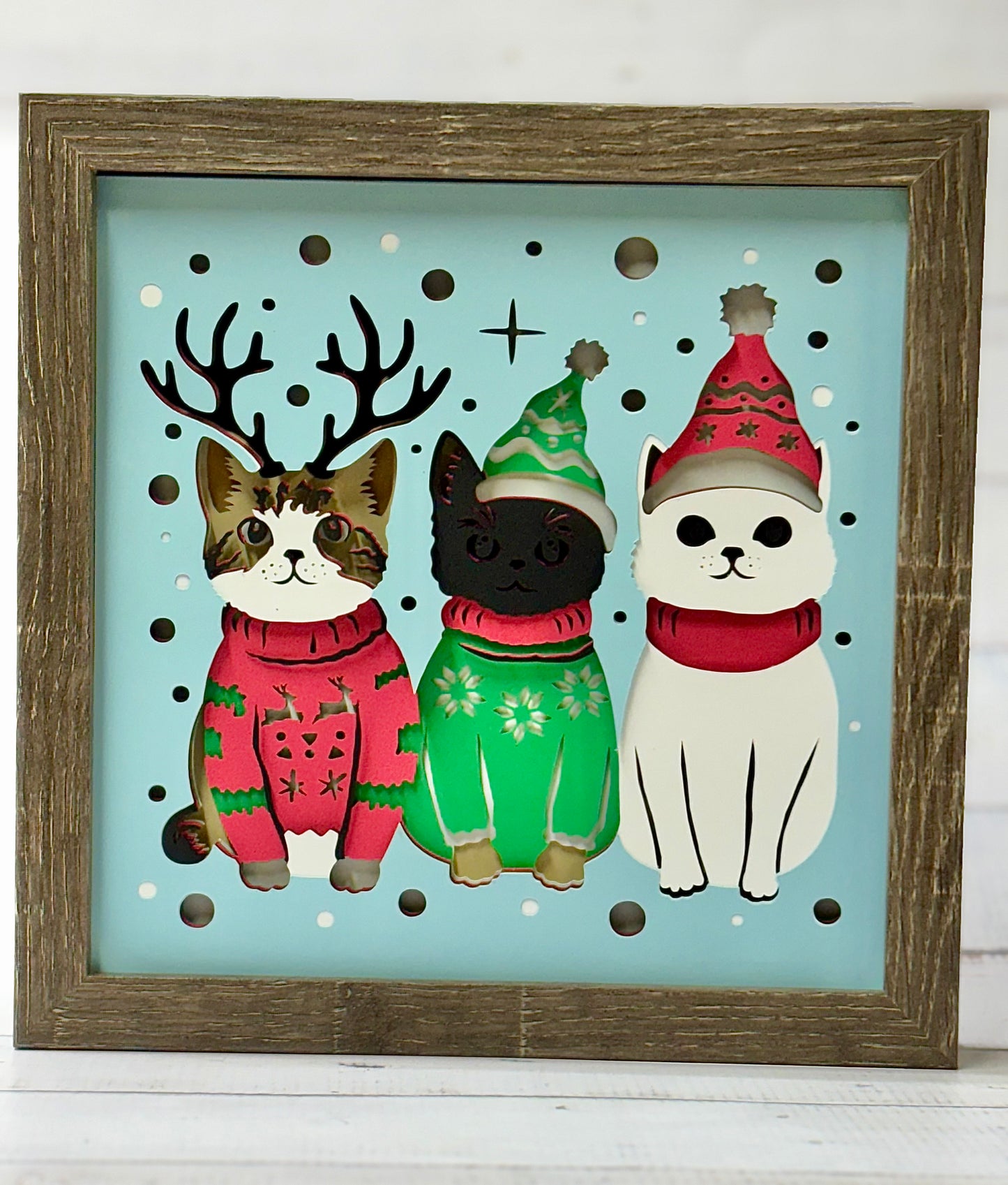 Meowy Christmas Shadow Box