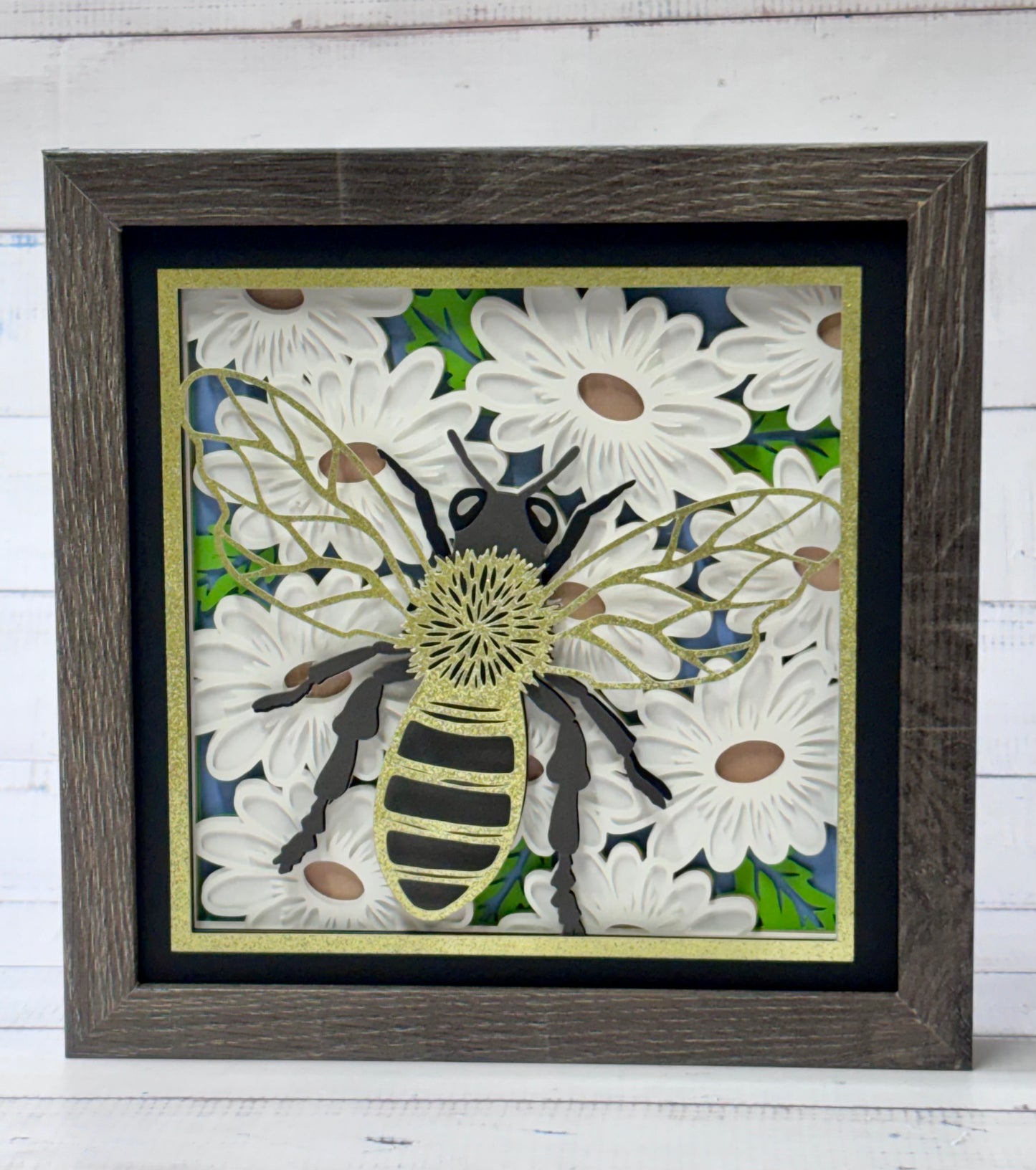 Bee with Daisies Shadow Box