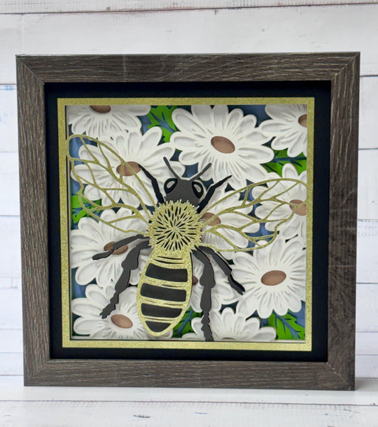 Bee with Daisies Shadow Box