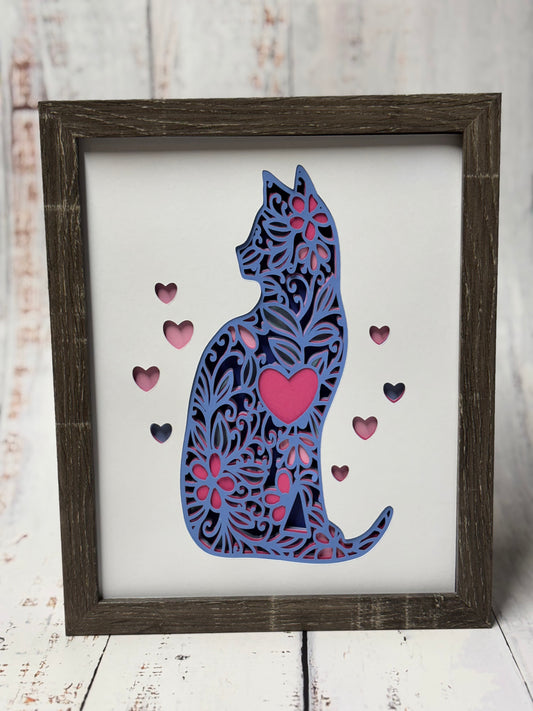 Cat Sitting Shadow Box